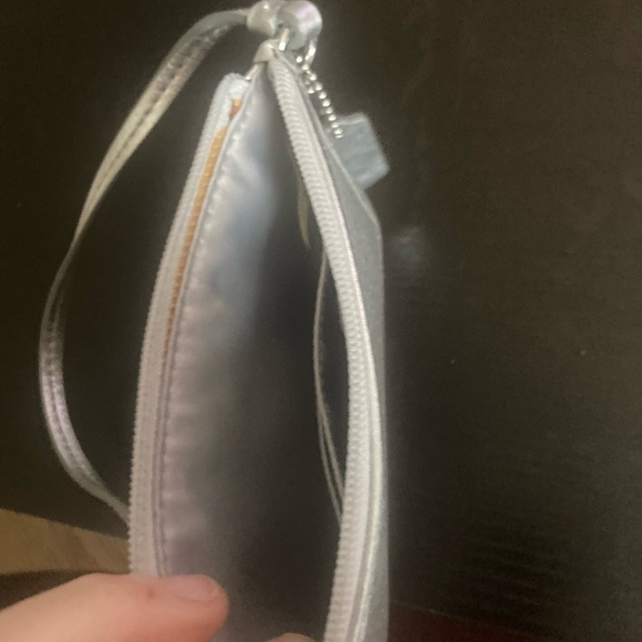 Coach Vintage glittery silver skinny zip wristlet wallet. Good used condition - Picture 7 of 9
